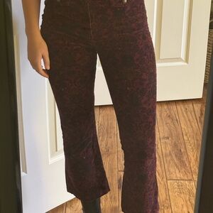 Velvet Floral Patterned Pants